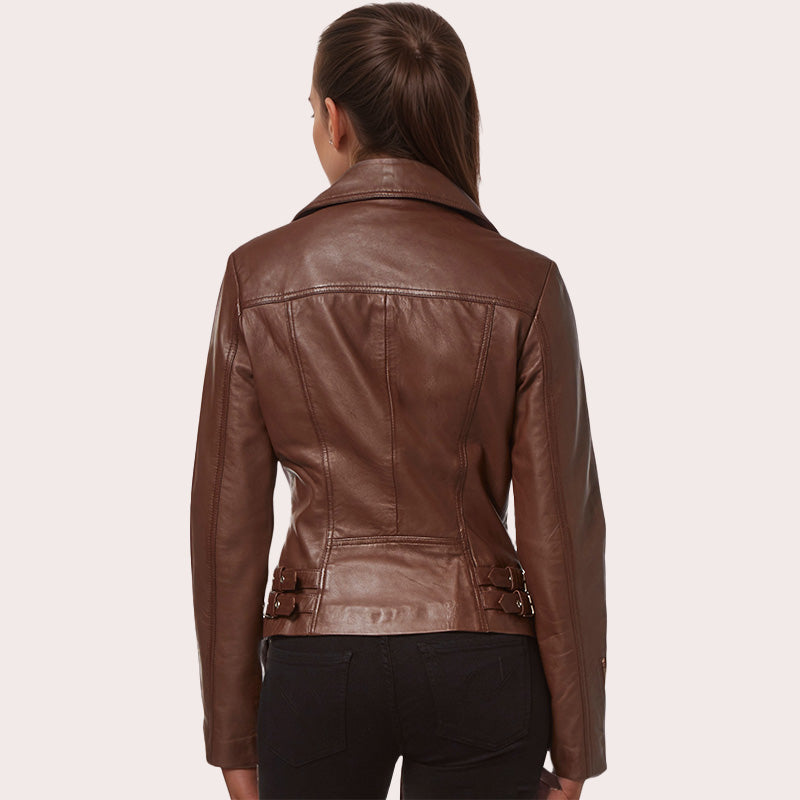 Fitted Biker Style Leather Jacket MONICA