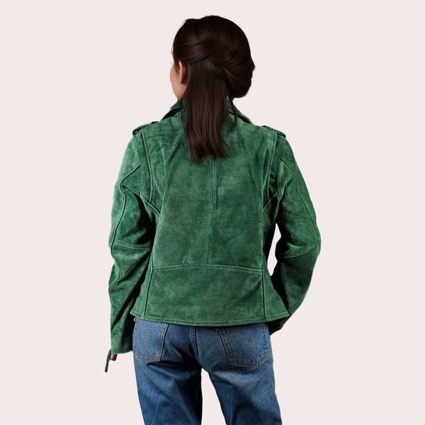 Women Suede Biker Jacket RUNWAY