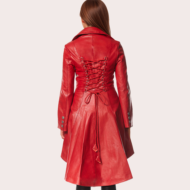 Women Dovetail Laced Back Leather Coat AERIS