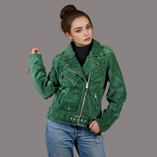 Women Suede Biker Jacket RUNWAY