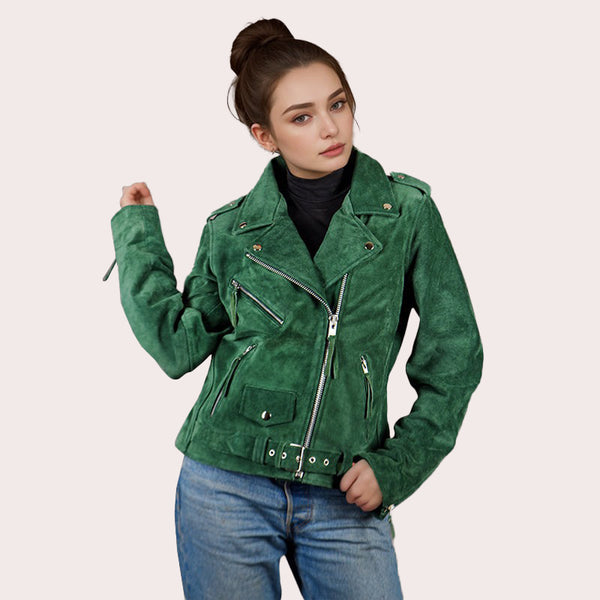 Women Suede Biker Jacket RUNWAY