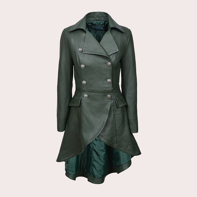 Women Dovetail Laced Back Leather Coat AERIS