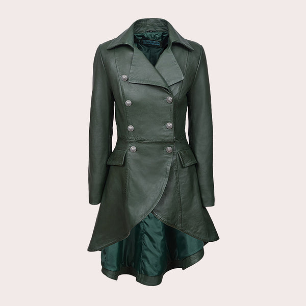 Women Dovetail Laced Back Leather Coat AERIS