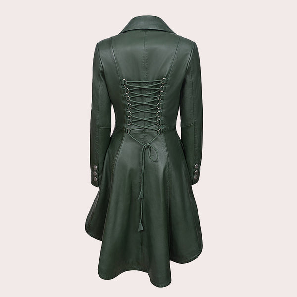 Women Dovetail Laced Back Leather Coat AERIS