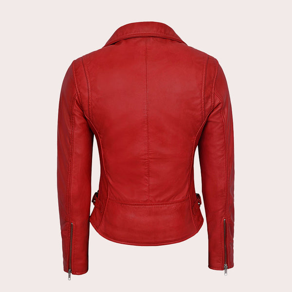 Asymmetrical Zip Biker Leather Jacket GENIVIE