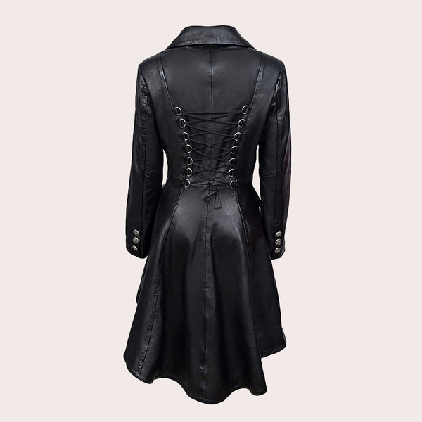 Women Dovetail Laced Back Leather Coat AERIS