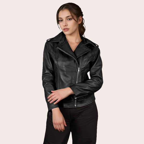 Women Leather Biker Jacket WINSTED