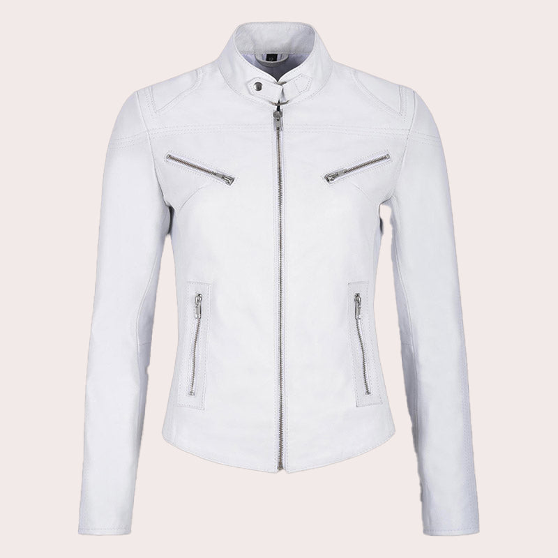 Racer Style Leather Jacket For Women VELOZ