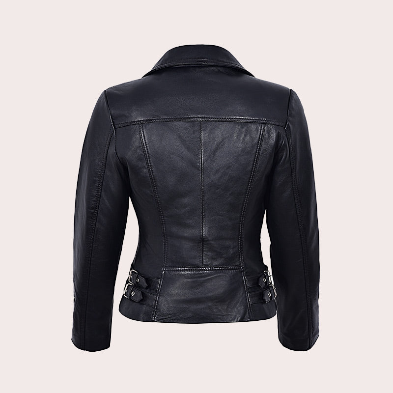 Fitted Biker Style Leather Jacket MONICA