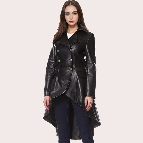 Women Dovetail Laced Back Leather Coat AERIS