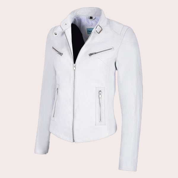 Racer Style Leather Jacket For Women VELOZ