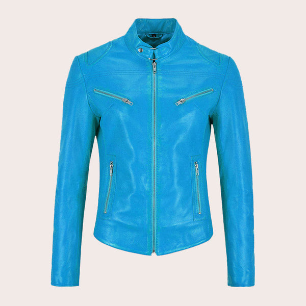 Racer Style Leather Jacket For Women VELOZ