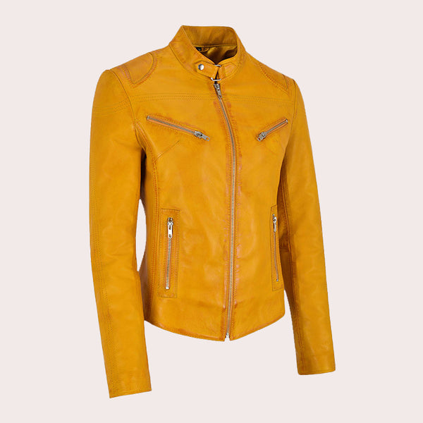 Racer Style Leather Jacket For Women VELOZ