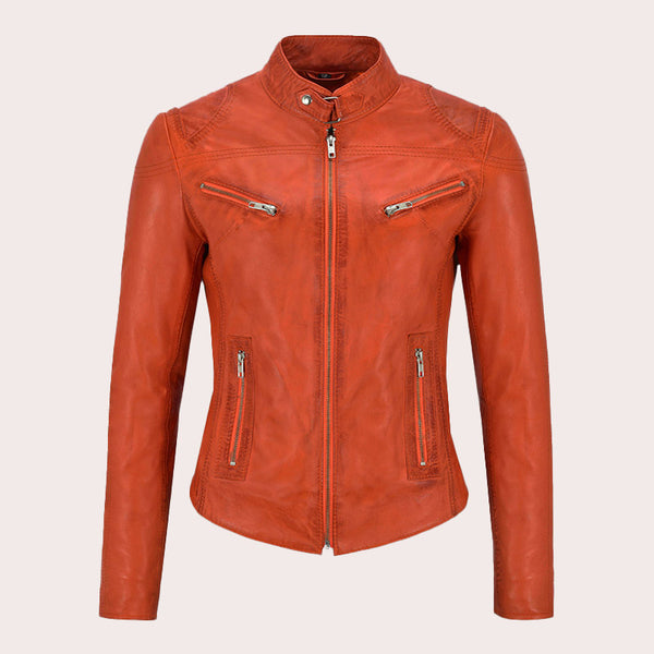 Racer Leather Jacket For Women VELOZ