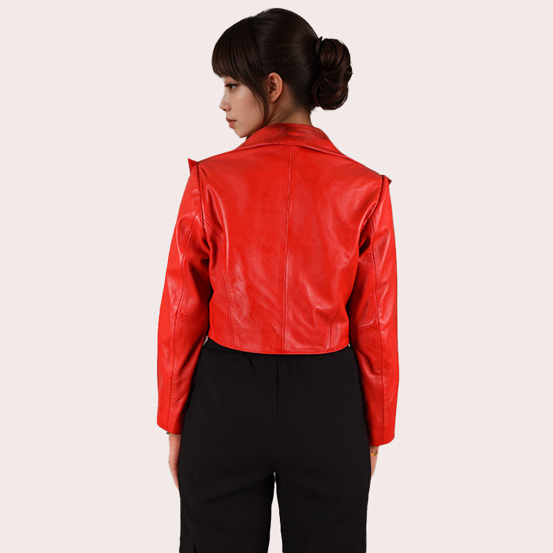 Women's Cropped Leather Blazer Jacket RENZA