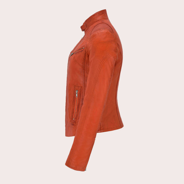 Racer Leather Jacket For Women VELOZ