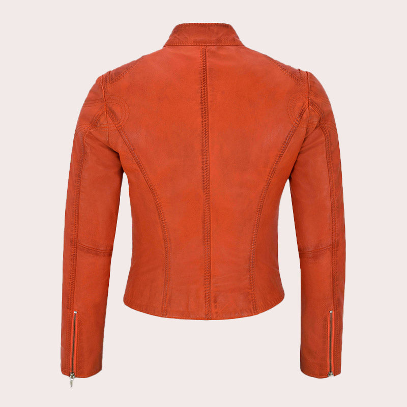 Racer Leather Jacket For Women VELOZ