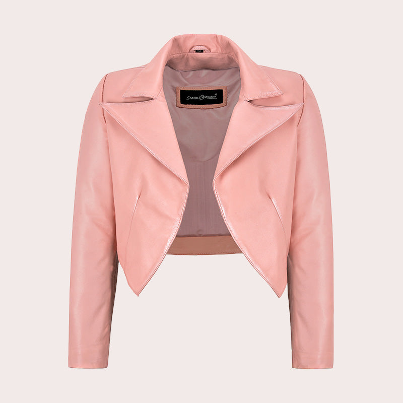 Women's Cropped Leather Blazer Jacket RENZA