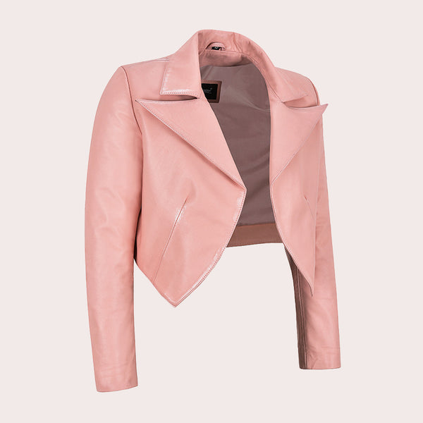 Women's Cropped Leather Blazer Jacket RENZA