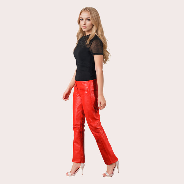 Women's Low-Rise Leather Pants TERRAN