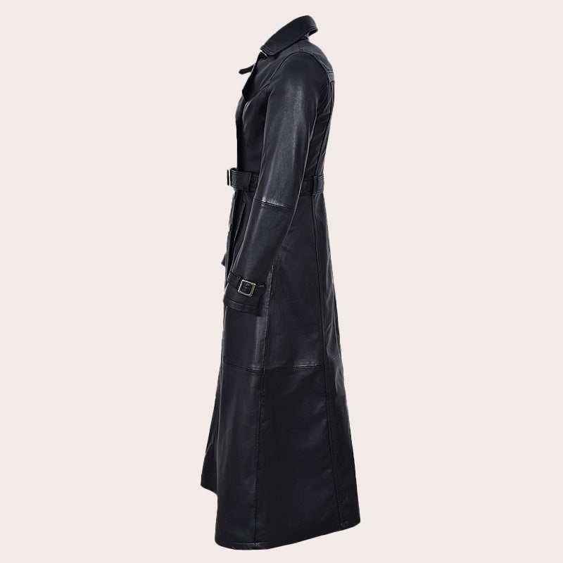 Women's Long Leather Trench Coat ANGIE