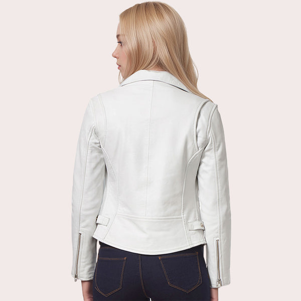 Asymmetrical Zip Biker Leather Jacket GENIVIE