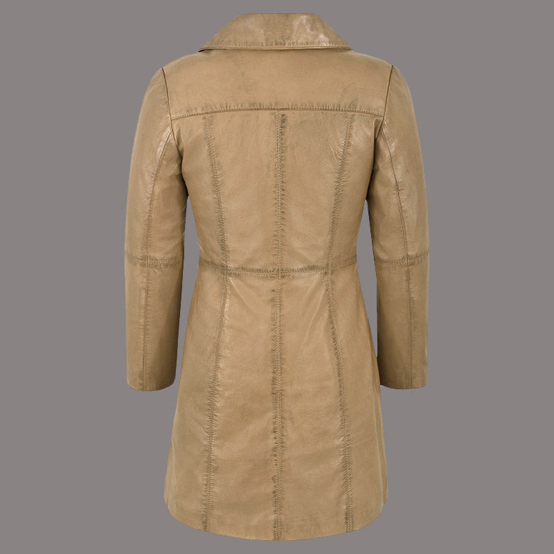 Women Single Breasted Leather Trench Coat MABEL