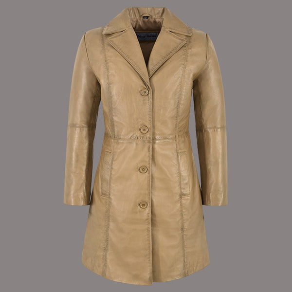 Women Single Breasted Leather Trench Coat MABEL