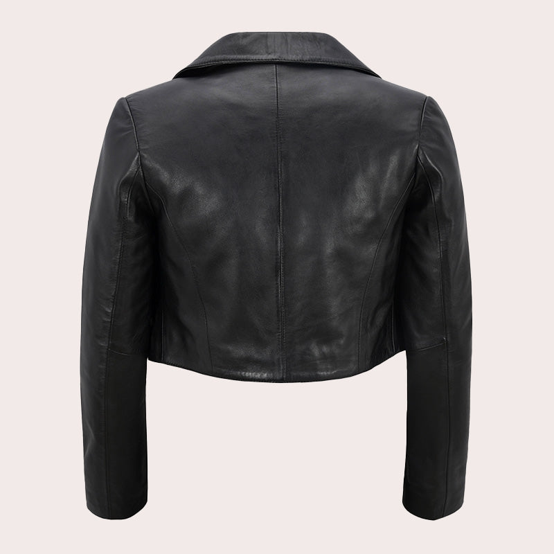 Women's Cropped Leather Blazer Jacket RENZA