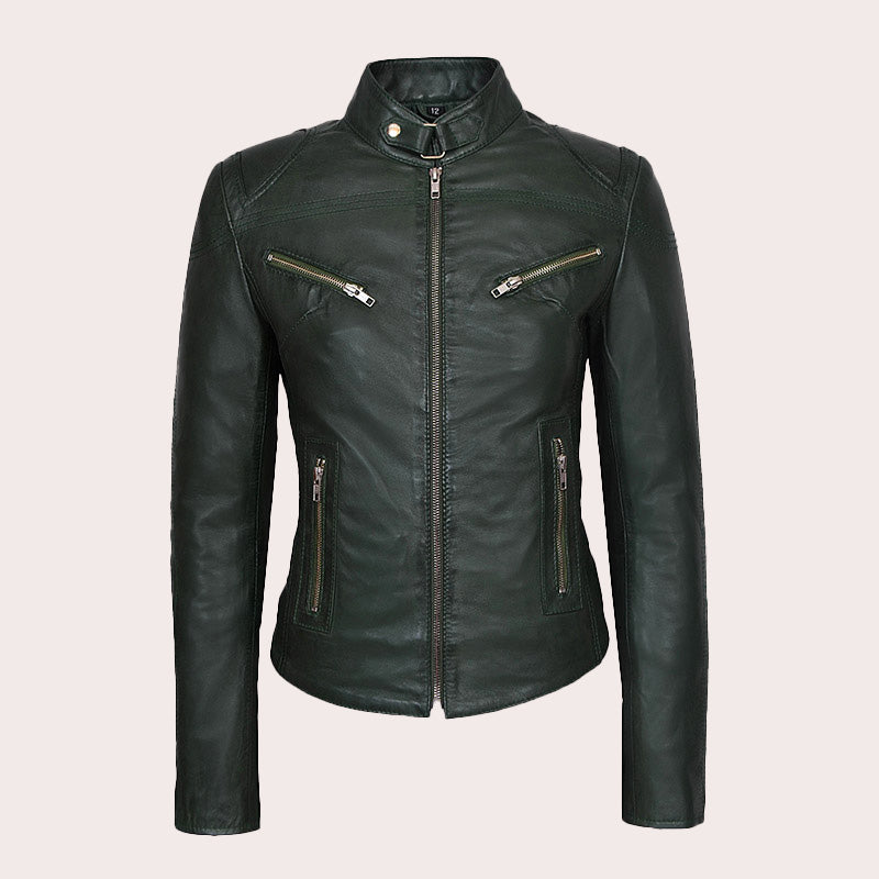 Racer Leather Jacket For Women VELOZ