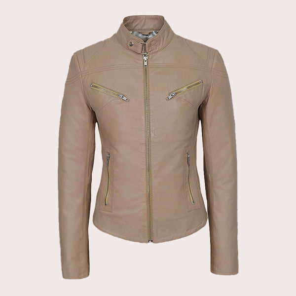 Racer Leather Jacket For Women VELOZ