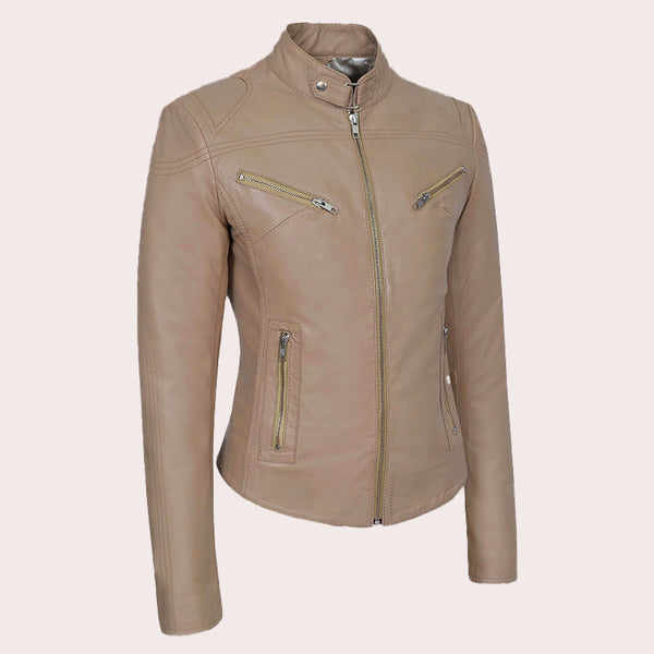 Racer Leather Jacket For Women VELOZ