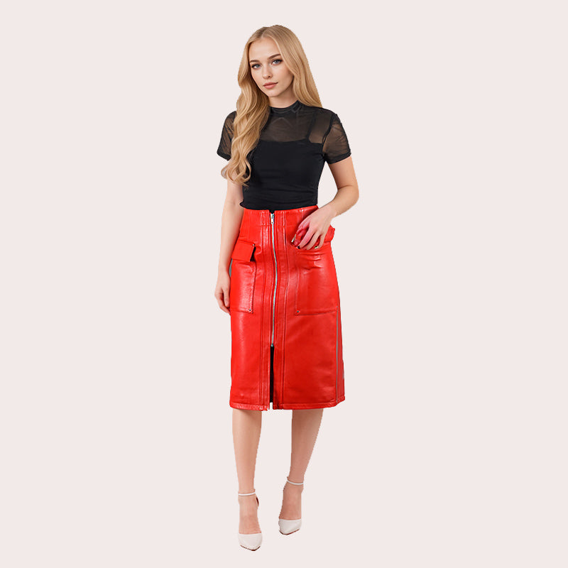 Women's Real Leather Pencil Skirt KELRIC