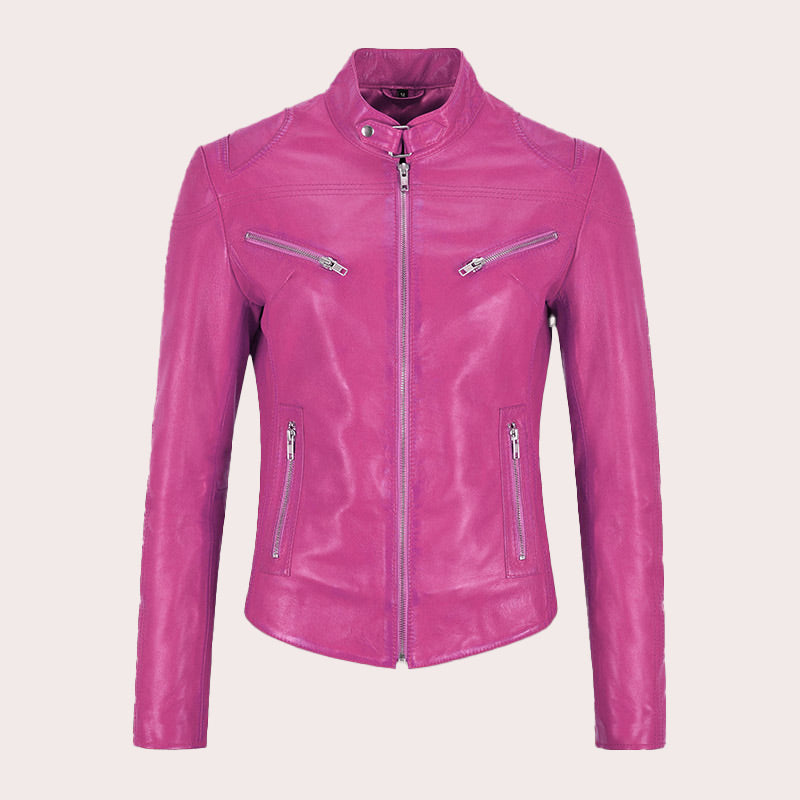 Racer Style Leather Jacket For Women VELOZ