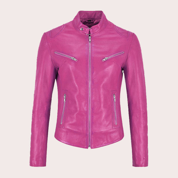 Racer Style Leather Jacket For Women VELOZ