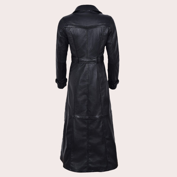 Women's Long Leather Trench Coat ANGIE