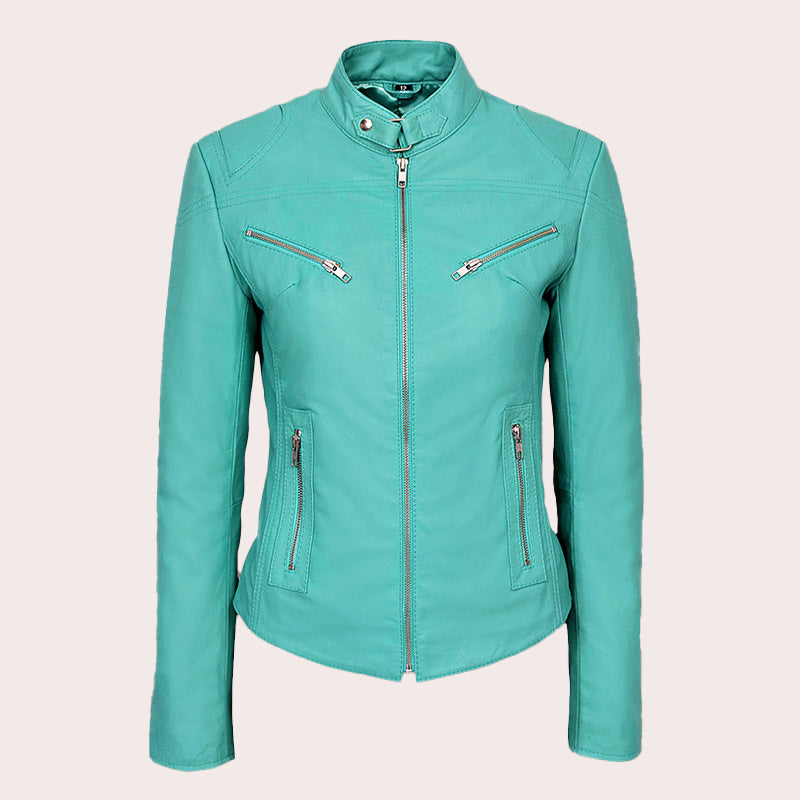 Racer Leather Jacket For Women VELOZ