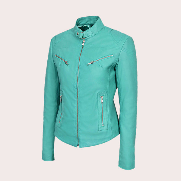 Racer Leather Jacket For Women VELOZ