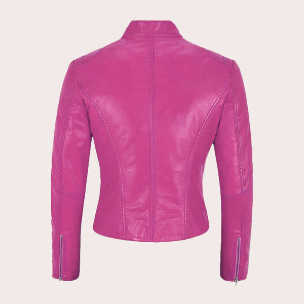 Racer Style Leather Jacket For Women VELOZ