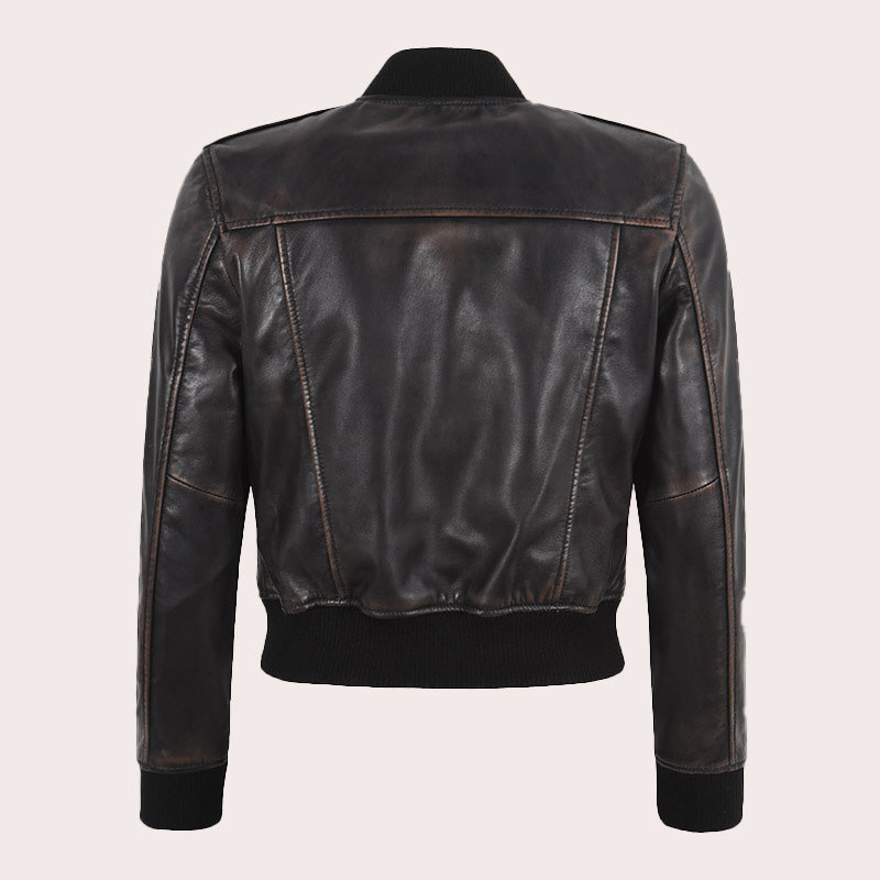 Cropped Leather Bomber Jacket CARLY