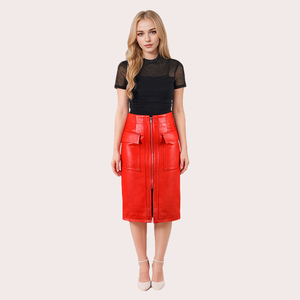 Women's Real Leather Pencil Skirt KELRIC