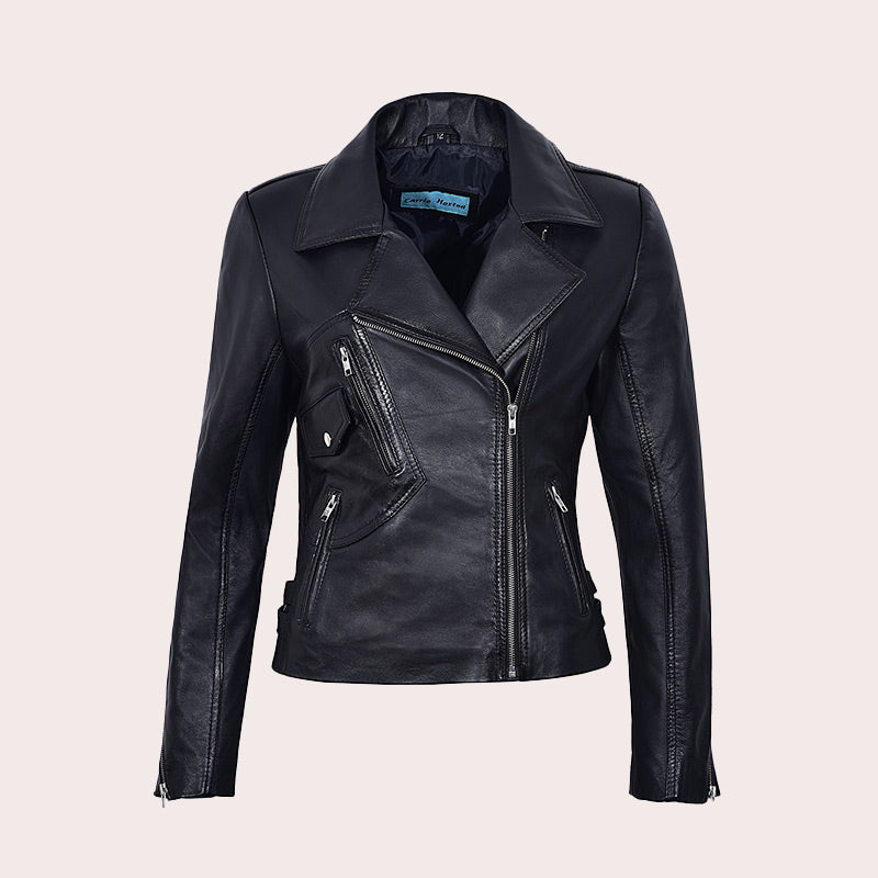 Fitted Biker Style Leather Jacket MONICA