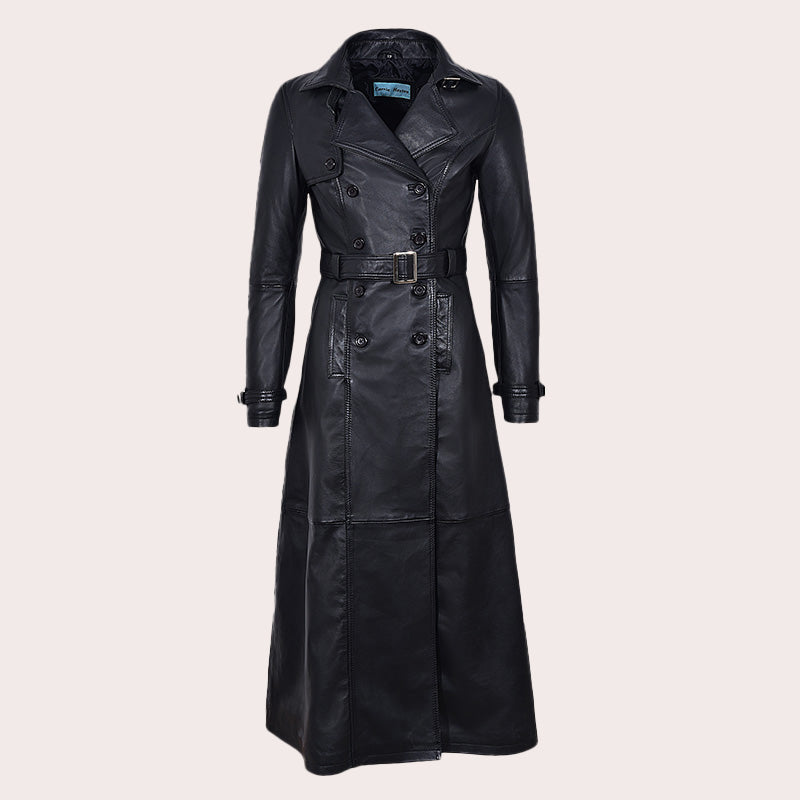 Women's Long Leather Trench Coat ANGIE