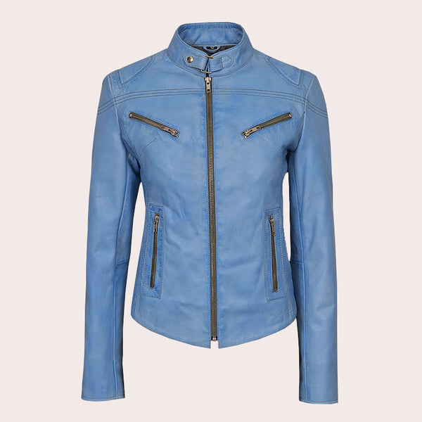 Racer Leather Jacket For Women VELOZ