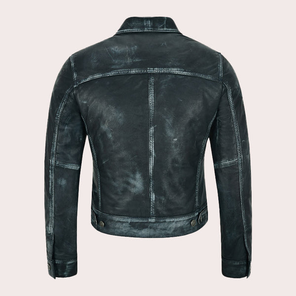 Women Leather Denim Jacket HESMEN