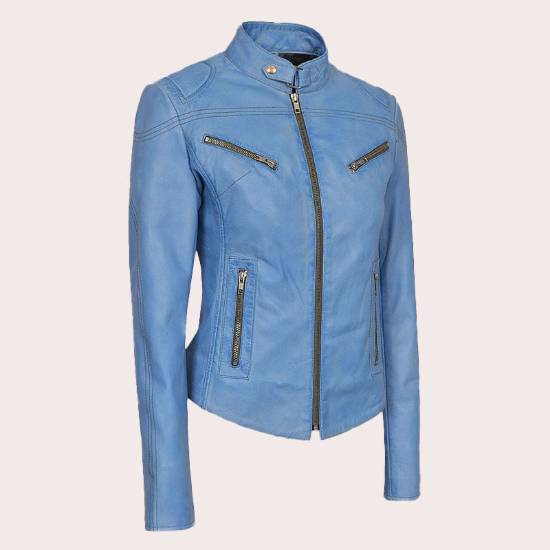 Racer Leather Jacket For Women VELOZ