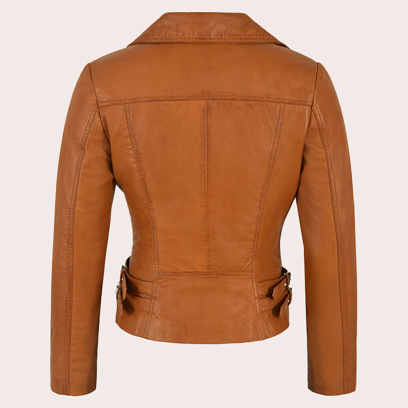 Fitted Biker Style Leather Jacket MONICA