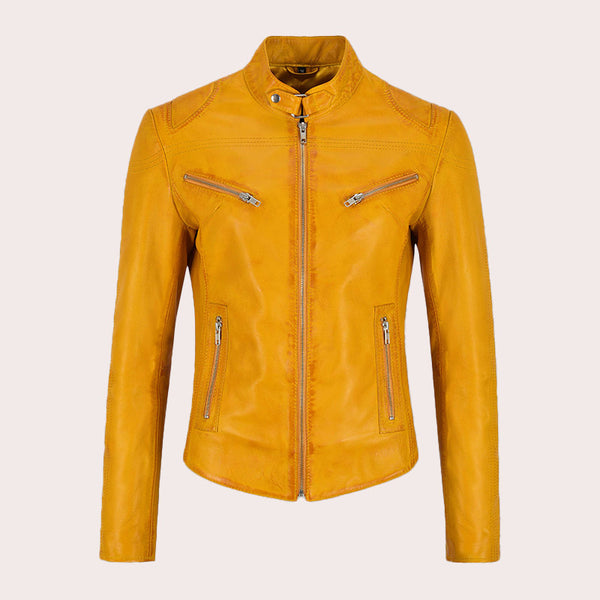 Racer Style Leather Jacket For Women VELOZ