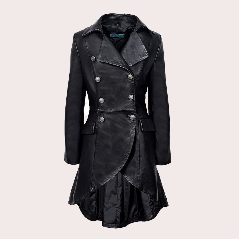 Women Dovetail Laced Back Leather Coat AERIS