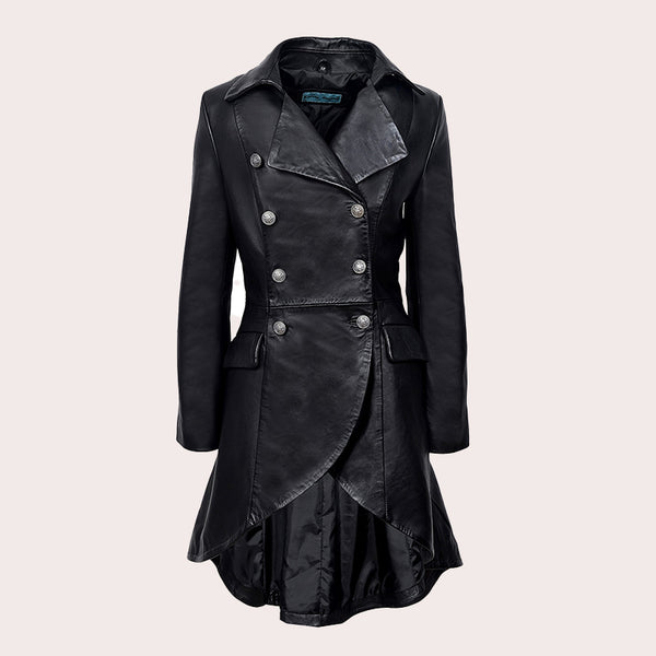 Women Dovetail Laced Back Leather Coat AERIS